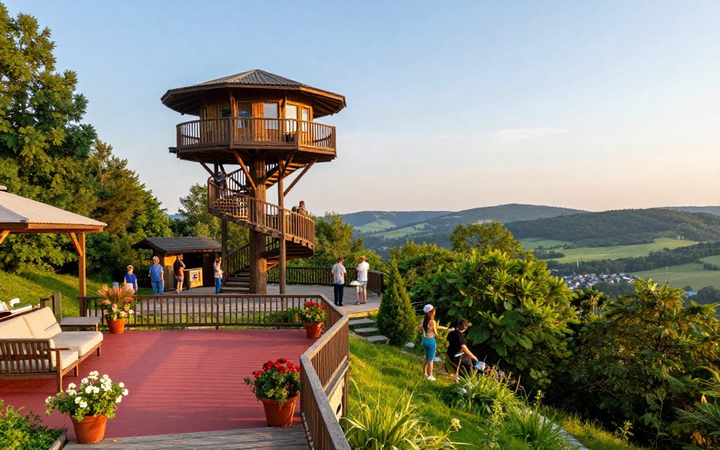 Wieża widokowa i taras widokowy na Dziewiczej Górze Wieża widokowa i taras widokowy na Dziewiczej Górze